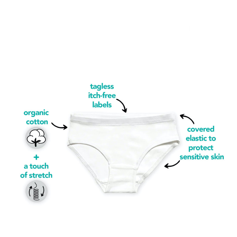 Organic Cotton 2y-14y Hipster Bikini underwear Soft and Fresh Panties 3 Pack Underwear Set 